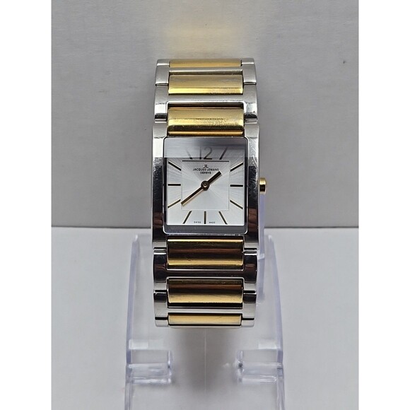 Jacques Lemans Geneve G2101 JL Two Tone Stainless Quartz Swiss Watch New Battery - Picture 1 of 8